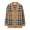 Burberry Kids Checkered Buttoned Knitted Cardigan In Beige