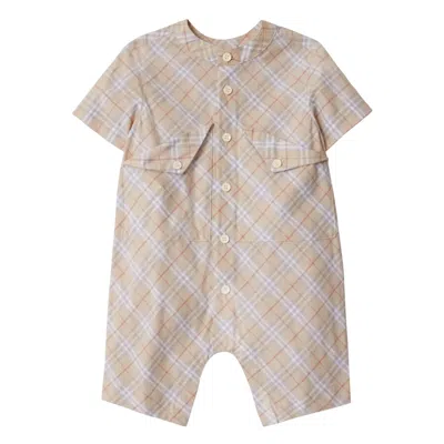 Burberry Kids Check-patterned Cotton Playsuit In Multi