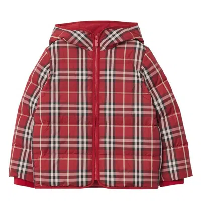 Burberry Kids Chrissy Check Puffer Jacket In Burgundy