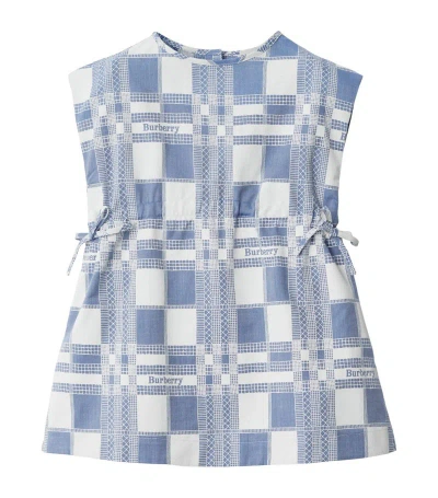 Burberry Cotton Check Dress (6-24 Months) In Blue