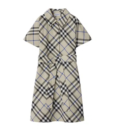 Burberry Kids Cotton Check Shirt Dress (3-14 Years) In Grey