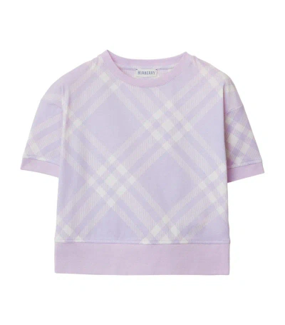 Burberry Kids Cotton Check T-shirt (3-14 Years) In Purple