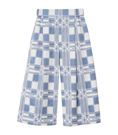 Burberry Kids Cotton Check Trousers (6-24 Months) In Blue