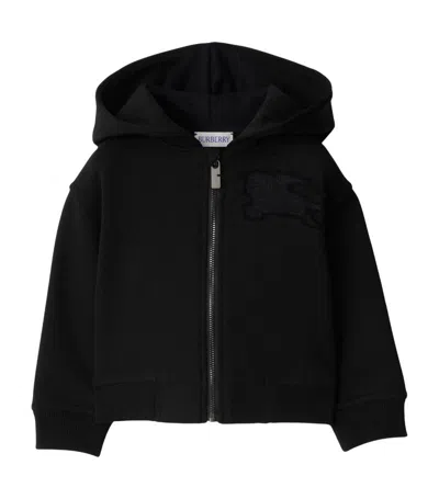 Burberry Kids Cotton Ekd Appliqué Hoodie In Black