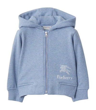 Burberry Kids Cotton Ekd Hoodie (6-24 Months) In Blue