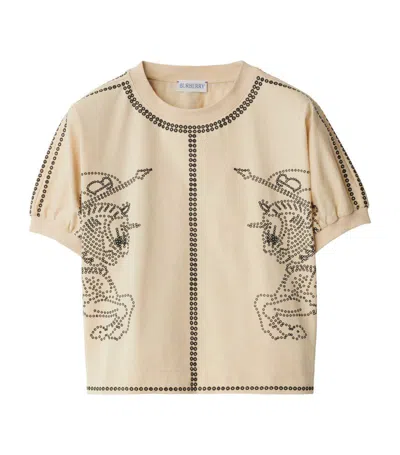 Burberry Kids' Ekd Cotton T-shirt In Neutrals