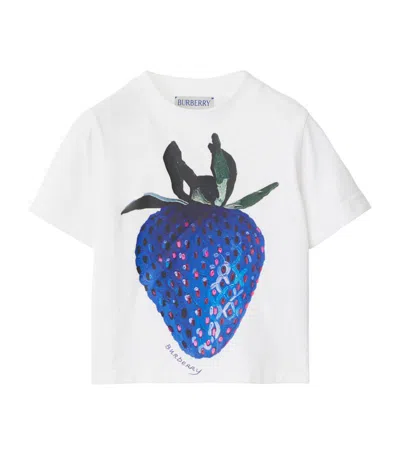 Burberry Babies' Strawberry-print Cotton T-shirt In Weiss