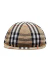 Burberry Kids Cotton Reversible Check Cap In Sand Ip Check