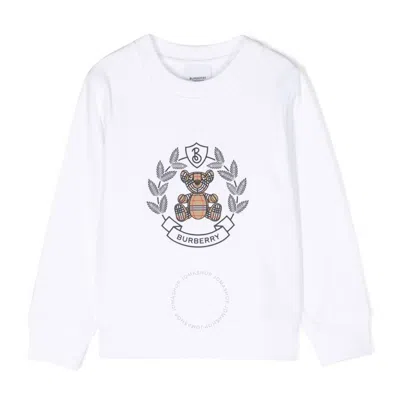 Burberry Kids Crest Bear-print Cotton Sweatshirt In White