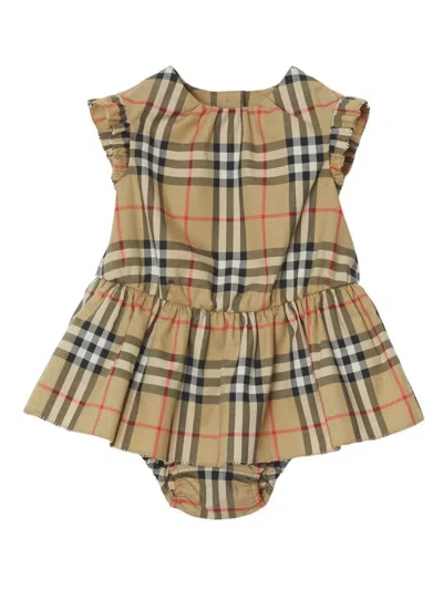 Burberry Babies'  Kids Dresses Beige In Brown