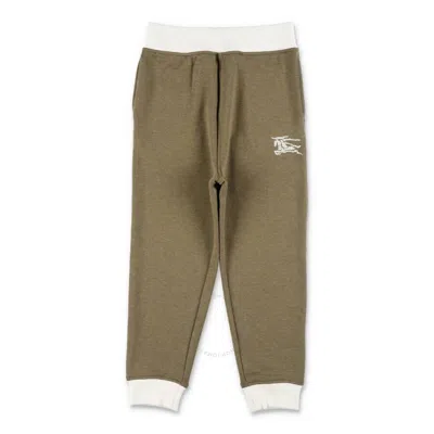 Burberry Kids Equestrian Knight Logo Track Pants In Dark Khaki Green Mel