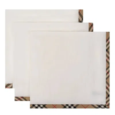 Burberry Kids Finished Edge Pack Of Three Square Blankets In White