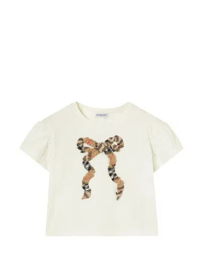 Burberry Kids Frilled Cap Sleeve Mini Dress For Girls In Bianco