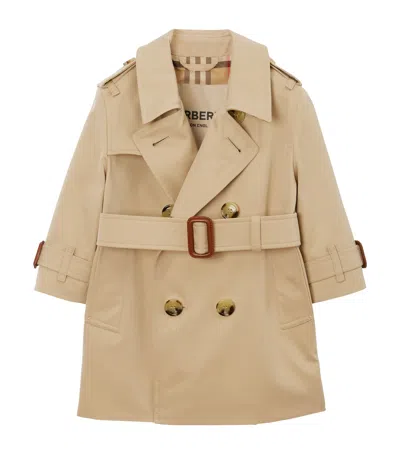 Burberry Kids Gabardine Trench Coat In Brown