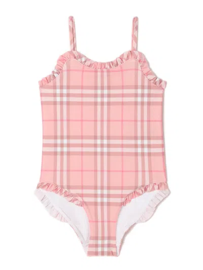 Burberry Kids Gathered Finish Mini Swimsuit For Girls In Pink