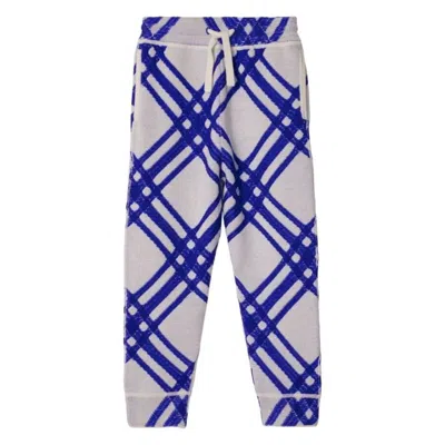 Burberry Kids Gerard Check Wool Joggers In Blue