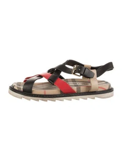 Pre-owned Burberry Kids Girls' Leather Sandals In Black