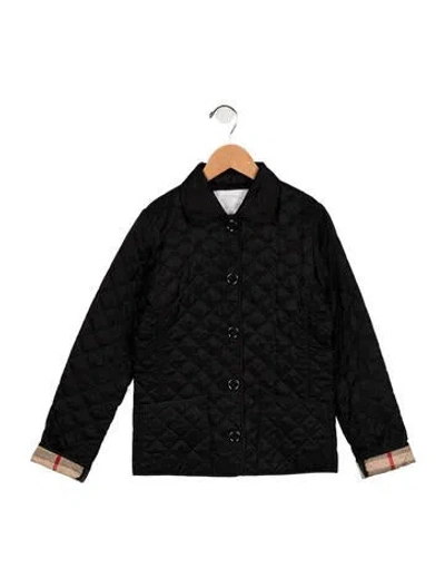 Pre-owned Burberry Kids Girls' Quilted Pattern Jacket In Black