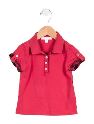 Pre-owned Burberry Babies' Kids Girls Short Sleeve Polo Shirt In Pink