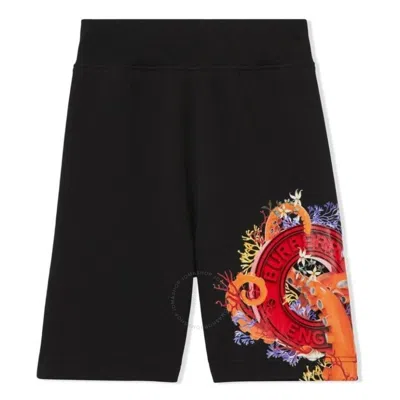 Burberry Kids Graphic Coral Logo Bermuda Shorts In Black