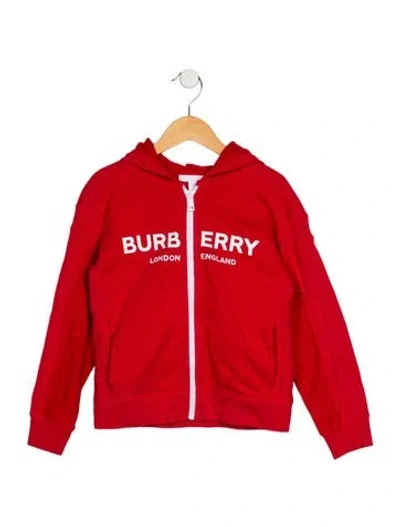 Pre-owned Burberry Kids Graphic Zip Up Jacket In Red/white