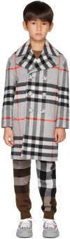 Burberry Kids Gray Check Coat In Coolchrcoalgry Ip Ch