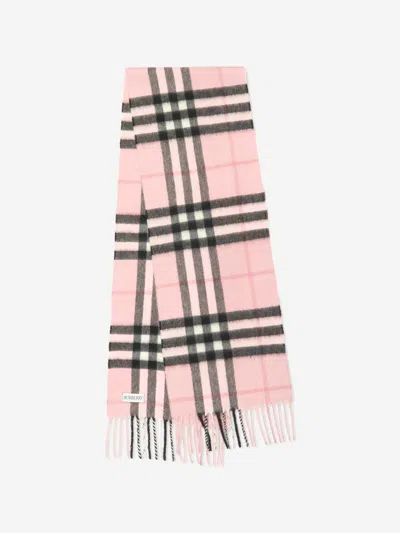 Burberry Babies' Kids Heritage Check Cashmere Scarf In Pink