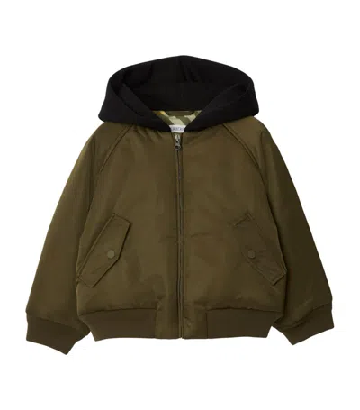 Burberry Kids Hooded Bomber Jacket (3-14 Years) In Green