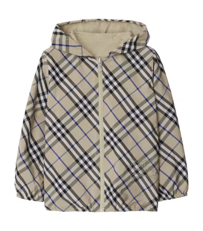 Burberry Kids'  Check Hooded Jacket In Lichen
