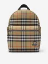 Burberry Kids Beige Check Backpack In Brown