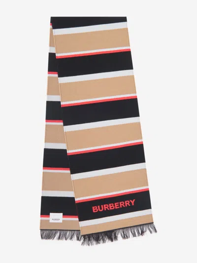 Burberry Babies' Kids Icon Rugby Stripe Scarf In Beige