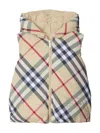 Burberry Reversible Check Nylon Padded Gilet In Beige
