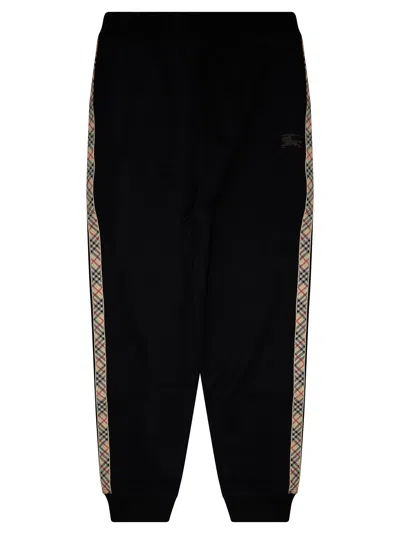Burberry Kids Jackson Check Tape Detail Pants In Black