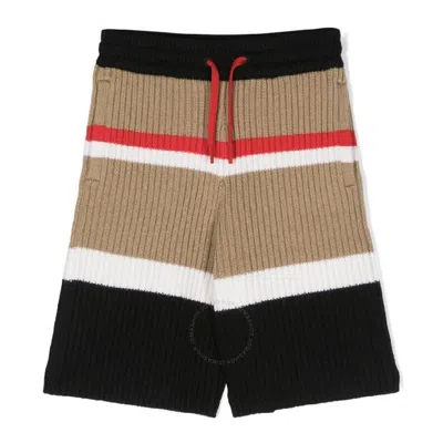 BURBERRY BURBERRY KIDS JAIMIE STRIPE WOOL BLEND DRAWSTRING SHORTS