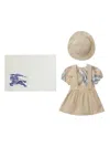 Burberry Checked Organic Cotton Three-piece Set In Beige