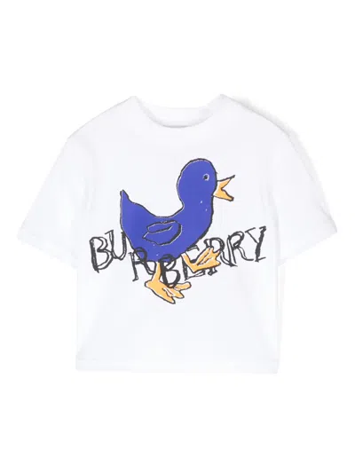 Burberry Kids Kids Short-sleeved Mini T-shirt With Logo And Button Closure In White