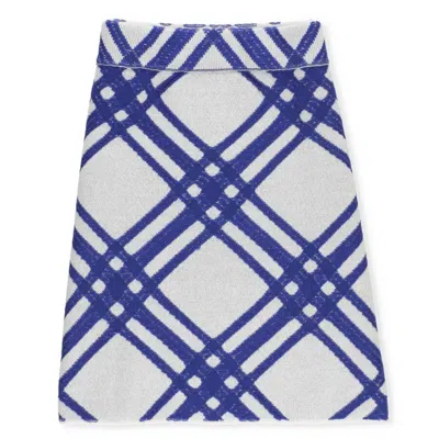 Burberry Kids Laura Knit Check Wool Skirt In Multi