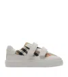 Burberry Check Cotton Leather Trainers In White