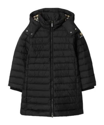 Burberry Kids Logo Bear Embroidered Hooded Puffer Jacket In Black