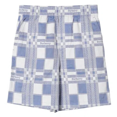 Burberry Kids Logo Check Jacquard Shorts In Purple