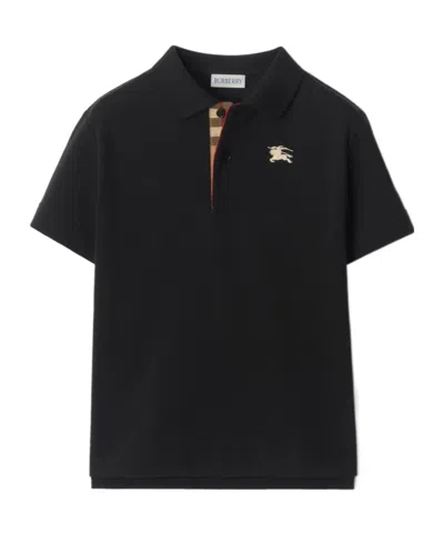 Burberry Kids Logo-embroidered Polo Shirt In Black