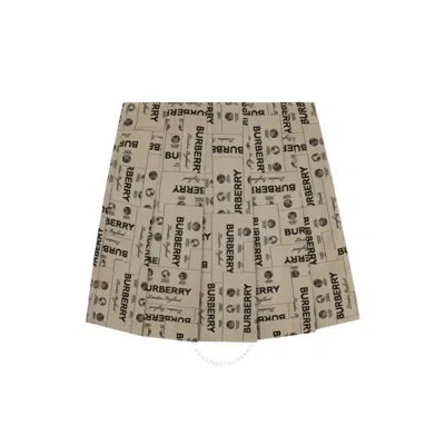 Burberry Kids Logo-jacquard Pleated Miniskirt In Gray