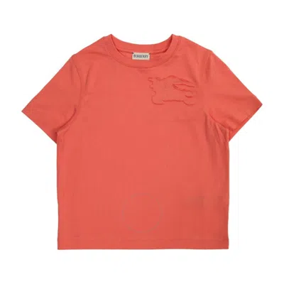 Burberry Kids Logo Patch Cotton T-shirt In Red
