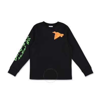 Burberry Kids Logo Printed Cotton Sweatshirt In Black