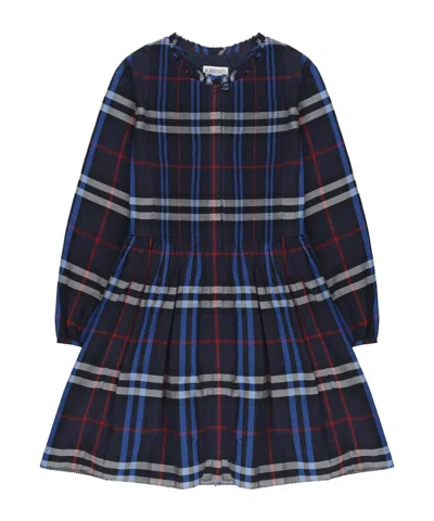 Burberry Kids Long Sleeved Checked Flared Dress In Multi