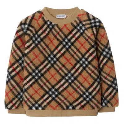 Burberry Kids Lora Vintage Check Fleece Sweatshirt In Sand