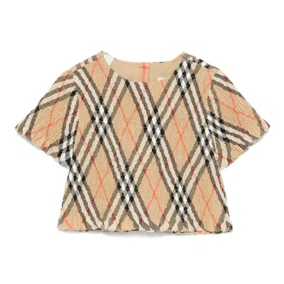 Burberry Kids Madeline Vintage Check Pattern Blouse In Brown