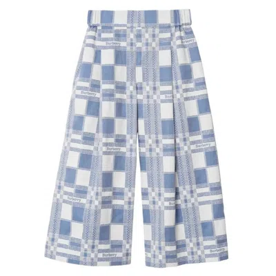 Burberry Kids Maya Cotton Check Wide-leg Pants In Multi