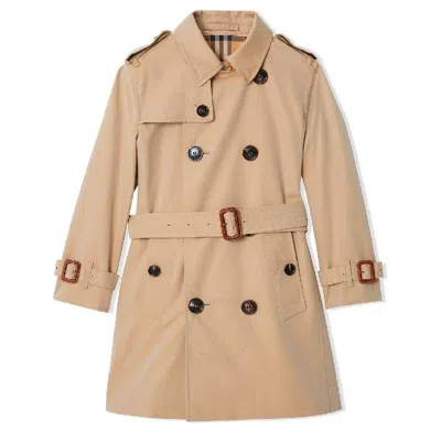Burberry Kids' Cotton Gargadine Trench In Honey