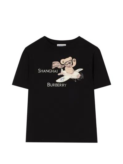 Burberry Kids Mini Adventure Graphic Tee For Boys In Black